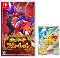 Nintendo Switch Pokemon Scarlet Video Game JAPAN OFFICIAL & 1x Promo Pikachu
